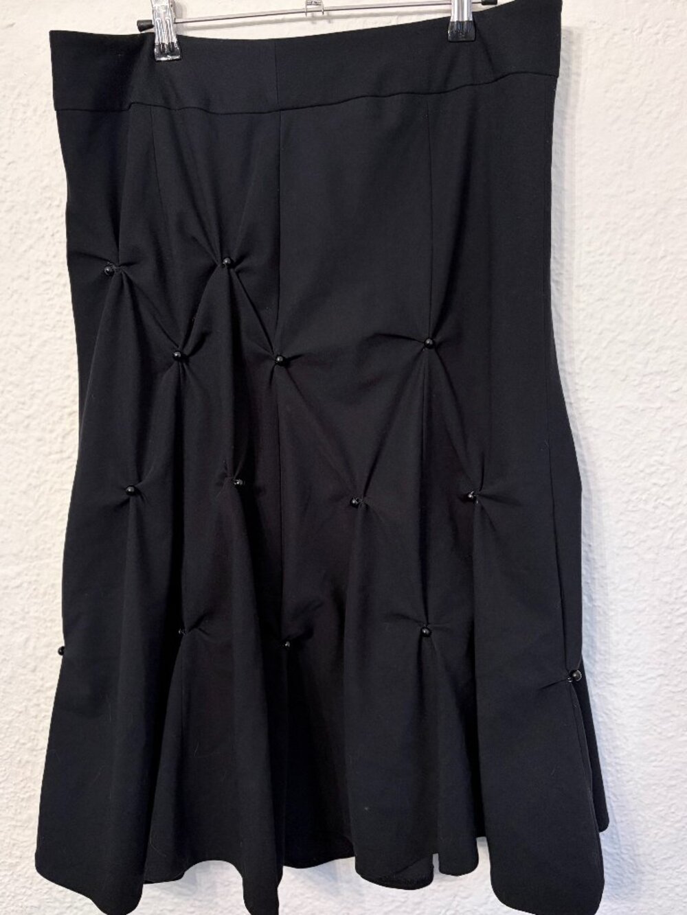 Romantic Gothic Black Gathered Flare Skirt Pearl Buttons Sz 10 Whimsic Steampunk